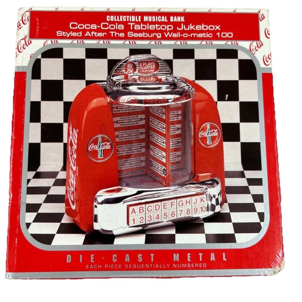 Vintage 1996 Coca Cola Tabletop Jukebox Collectible Musical Bank - NEW